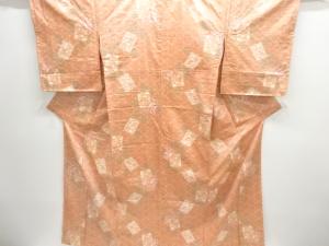 松皮菱に花唐草模様織出し手織り紬着物